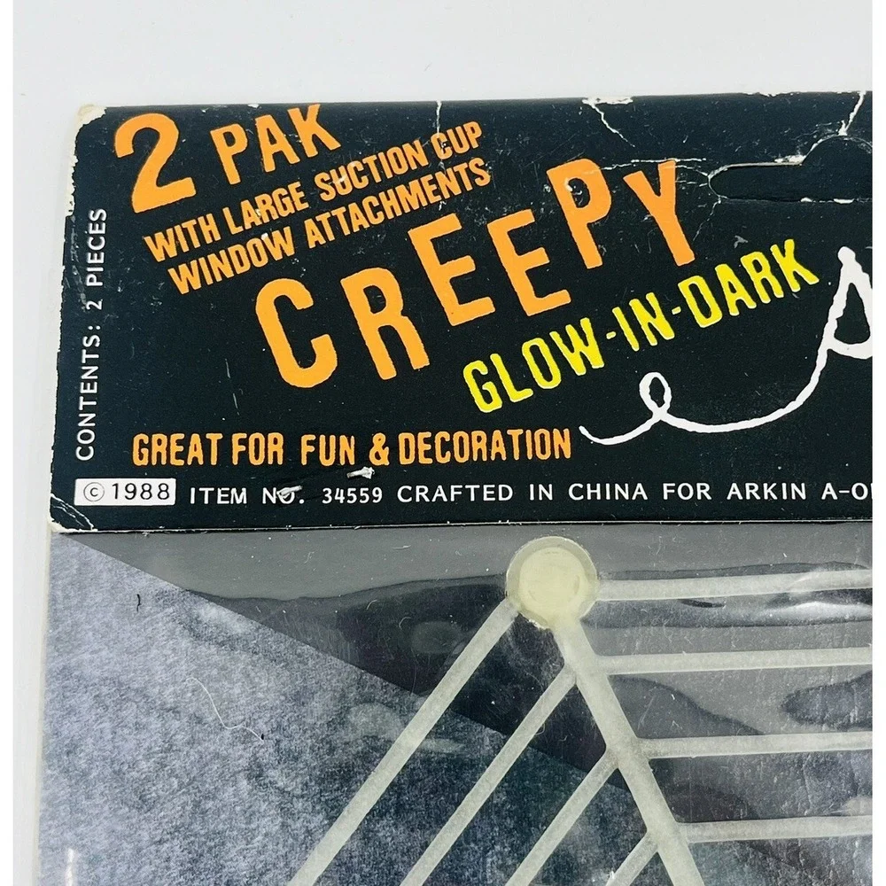 Arkin A-OK Toys NOS Glow-in-the-Dark Spider Webs Suction Vintage 1988 3x 2 Packs